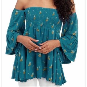 FREE PEOPLE Floral Off The Shoulder Tunic